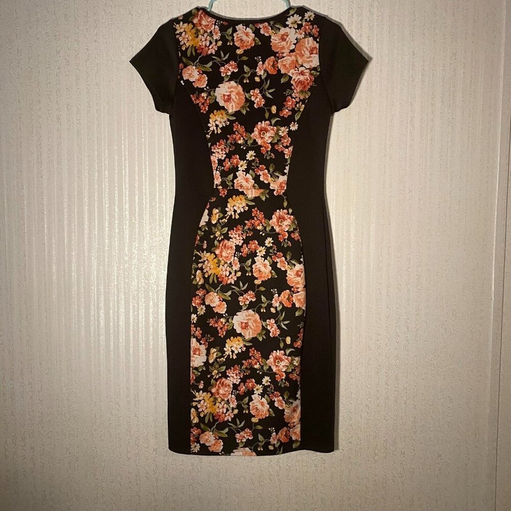 Annabelle Women's‎ Slimming Floral Sheath Dress Short Sleeve Black Size Medium - Picture 2 of 10